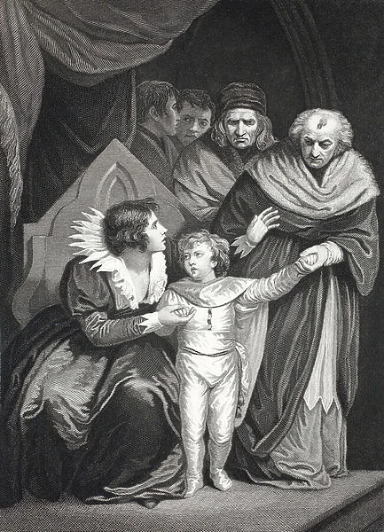 Elizabeth Woodville surrendering her son (litho)