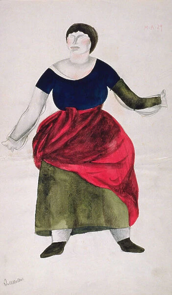 Emilia from the opera Otello by Giuseppe Verdi (1813-1901) (gouache on paper)