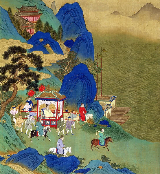 Emperor Ch in Wang Ti (221-206 BC) travelling in a palanquin