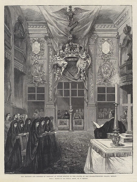 The Emperor and Empress of Germany at Divine Service in the Chapel of the Charlottenburg Palace, Berlin (engraving)
