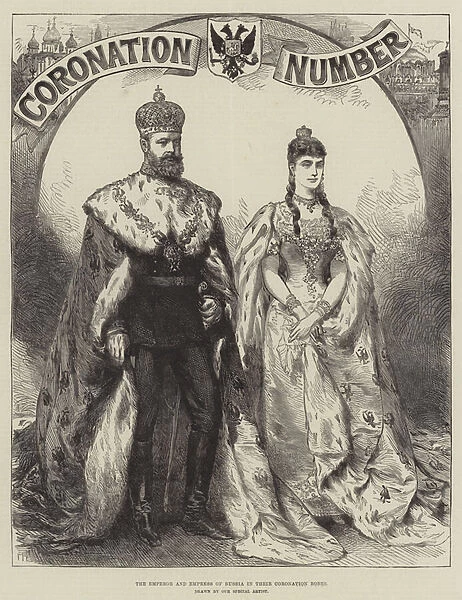 The Emperor and Empress of Russia in their Coronation Robes (engraving)