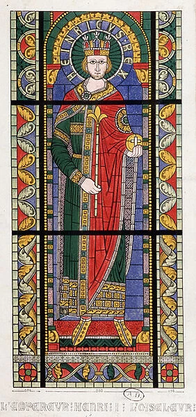 Emperor Henry I the Bird (875 - 936). A stained glass window from the Cathedrale de