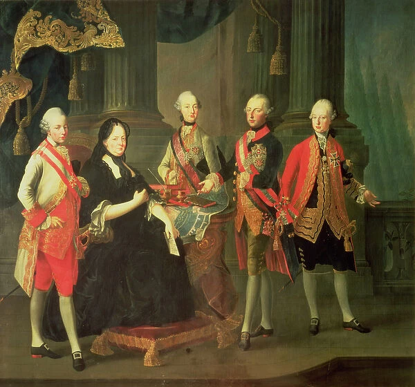 Empress Maria Theresa of Austria (1717-80) with four of her sons; (LtoR) Joseph (1741-90)