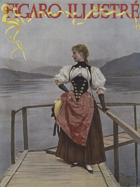 En Suisse (In Switzerland). Cover of Le Figaro Illustre, July 1893 (colour litho)