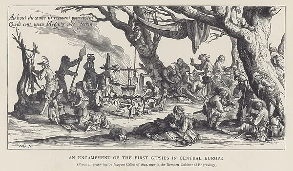 An encampment of the first Gipsies in Central Europe (litho)