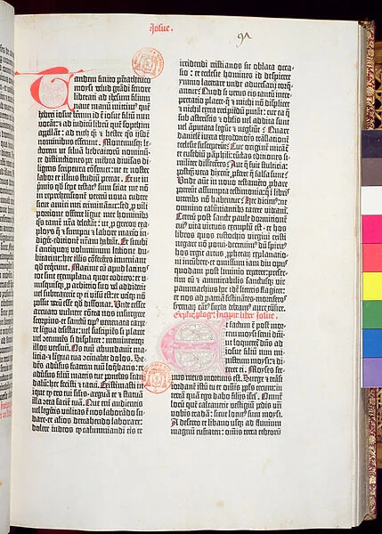 End of Pentateuch and beginning of Book of Joshua, from the Gutenberg Bible