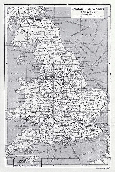 England and Wales, railways (litho)