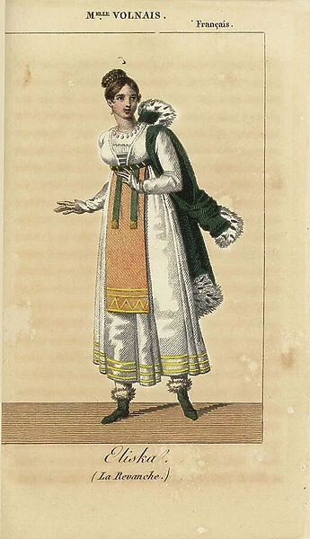 English actress Miss Volnais (Claudine Placid Croizet-Ferreire, 1786-1837) as Eliska in La Revenge by Jean-Franois Roger and Augustin Creuze de Lesser at the Comedie Francais