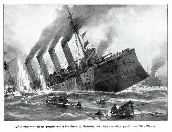 One of Three English Cruisers Sunk by U-9 on Sep 22nd 1914