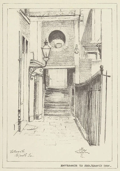 Entrance to Serjeants Inn (litho)