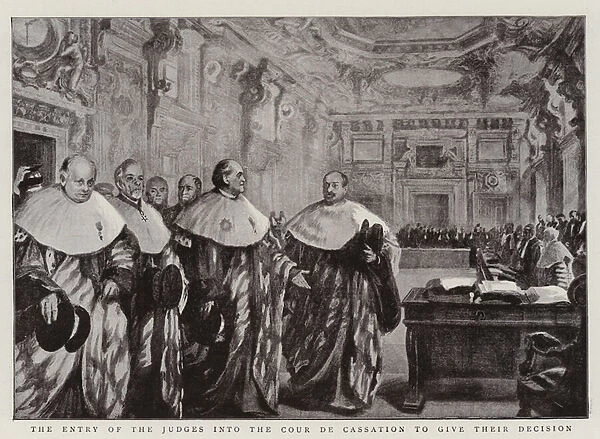 The Entry of the Judges into the Cour de Cassation to give their Decision (litho)