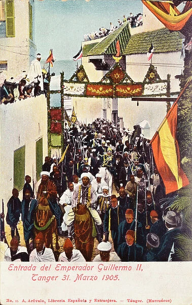The Entry of Kaiser Wilhelm II (1859-1941) into Tangiers, 31st March 1905 (colour litho)