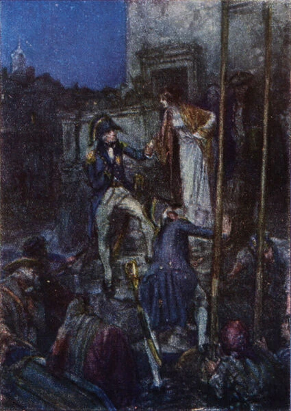 The escape of the Royal Family from Naples (colour litho)