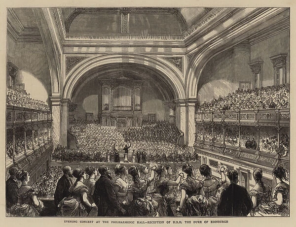 Evening Concert at the Philharmonic Hall, Reception of HRH the Duke of Edinburgh (engraving)