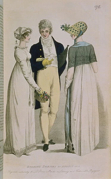 Evening Dresses for August 1808, illustration from Le Beau Monde or, Literary