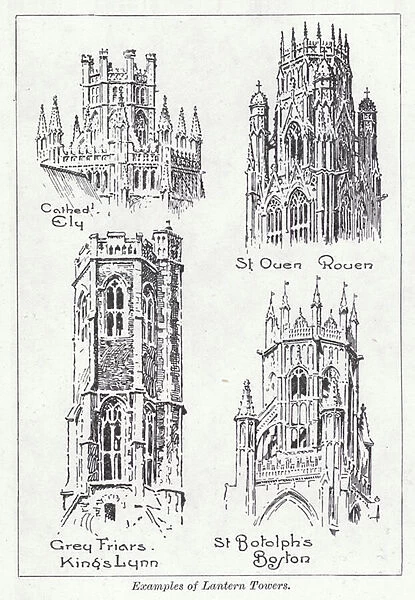 Examples of lantern towers (litho)