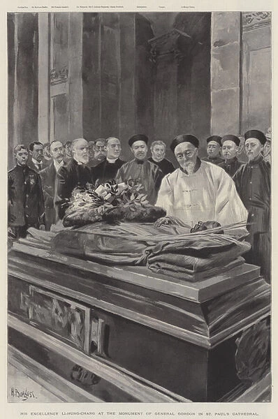 His Excellency Li-Hung-Chang at the Monument of General Gordon in St Pauls Cathedral (litho)