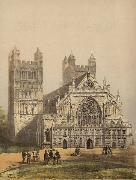 Exeter Cathedral, Devon (colour litho)