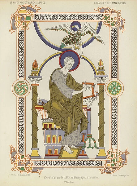 Extract from a manuscript from the Royal Library of Belgium, Brussels (chromolitho)
