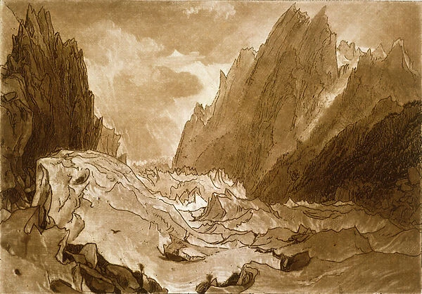 F. 50. I Mer de Glace, Valley of Chamouni, Savoy, from the Liber Studiorum