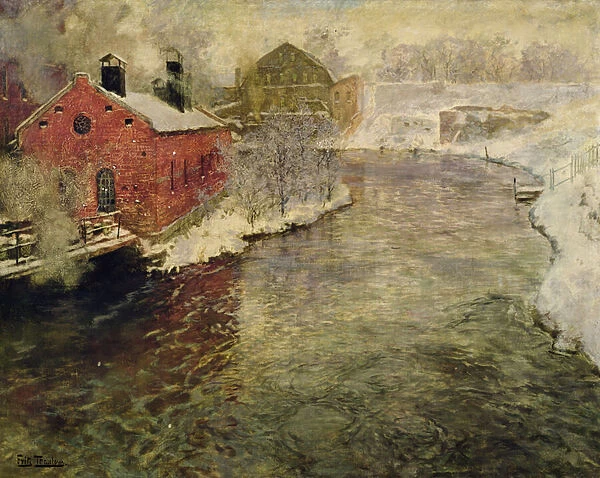 Factories by the Akers River (Kristiania  /  Oslo), 1890 (oil on canvas)