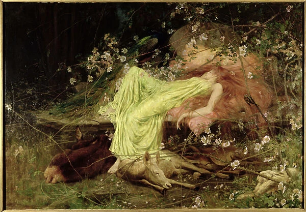 A Fairy Tale: 'All Seemed to Sleep, the Timid Hare on Form'- Scott, c. 1895 (oil on canvas)