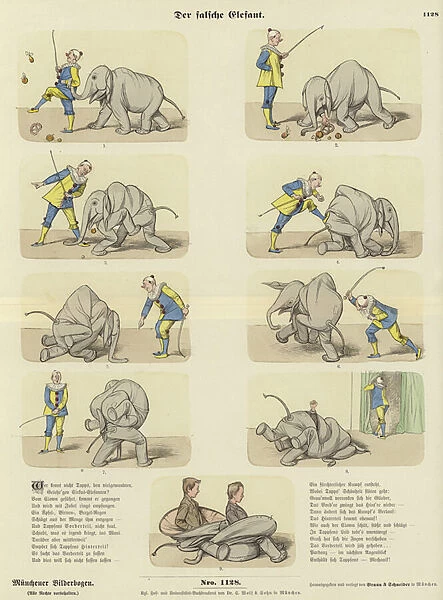 The Fake Elephant (coloured engraving)