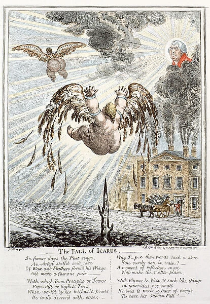 Fall of Icarus, 1807 (coloured engraving)