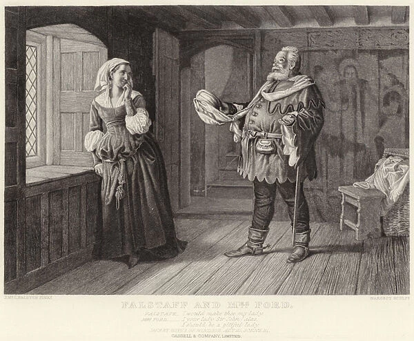 Falstaff and Mrs Ford, Merry Wives of Windsor, Act III, Scene III (engraving)