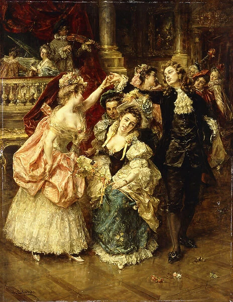 The Farandole Dance, (oil on panel)