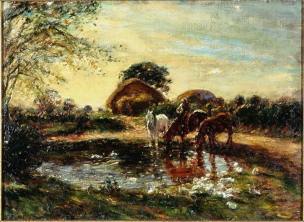 The Farm Pond (oil on canvas)