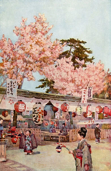 The Feast of the Cherry Blossoms (colour litho)
