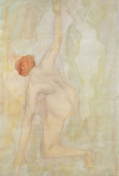 Female nude (pencil & w  /  c on paper)