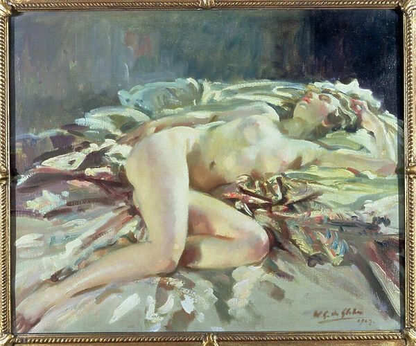 Female nude reclining on a bed, 1927