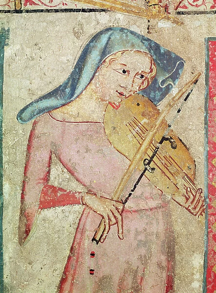 The Female Saints at the Tomb and the Resurrection, detail of the violin player, 1330
