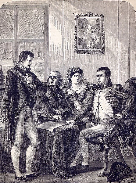 Ferdinand of Spain resigning his crown at the dictation of the Emperor Napoleon
