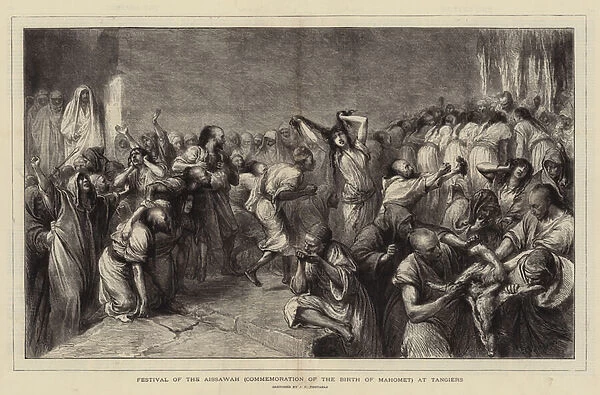 Festival of the Aissawah (Commemoration of the Birth of Mahomet) at Tangiers (engraving)