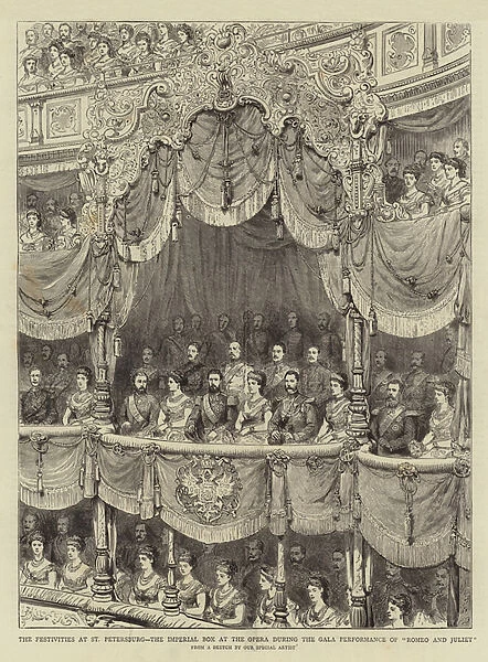 The Festivities at St Petersburg, the Imperial Box at the Opera during the Gala Performance of 'Romeo and Juliet'(engraving)
