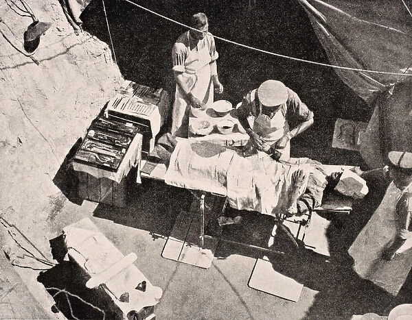 Field surgery on Gallipoli Peninsula, Turkey, 1915, from The War Illustrated Album deLuxe