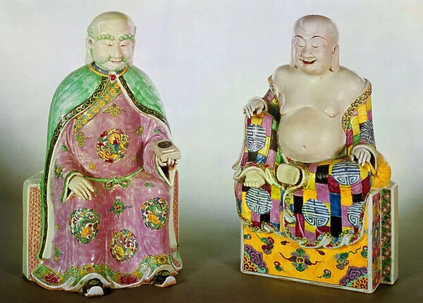 Two figures of Buddha, Ch ien Lung period (1736-95) (porcelain)