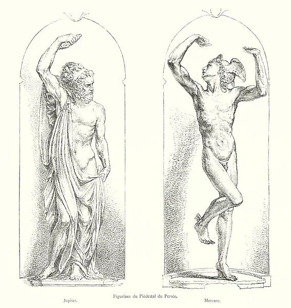Figurines du Piedestal du Persee, Jupiter, Mercure (engraving)