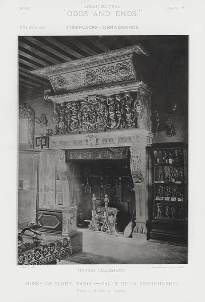 Fireplace: Musee De Cluny, Paris, Salle De La Ferronnerie (b / w photo)