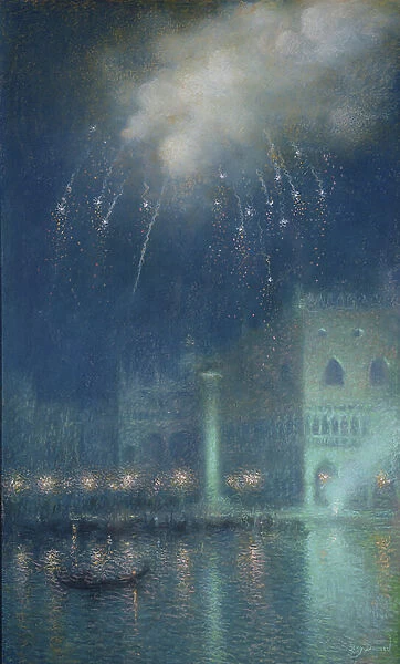 Fireworks over Venice (pastel on paper)
