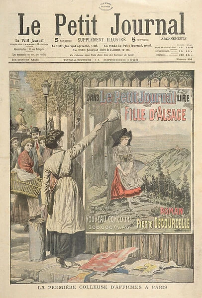 The first female billposter in Paris, from le Petit Journal