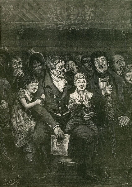 My first pantomime - when my grandfather took us children to Sadlers Wells, London (engraving)