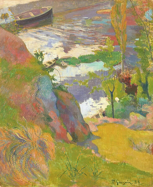 Fisherman and bathers at the Aven, 1888 (oil on canvas)