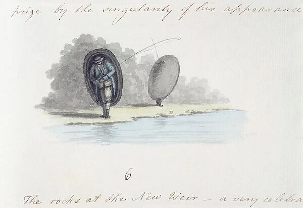 Fisherman, from the Journal of a tour down the Wye, printed in 1786 (pen
