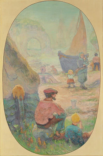 Fishermen at Etretat; Pecheurs a Etretat, 1897 (oil on canvas)