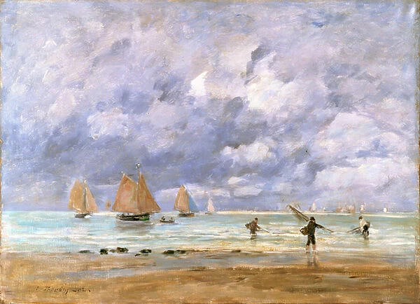 Fishermen and Sailboats in Trouville, 1892 (oil on canvas)