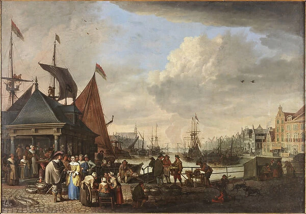A Fishmarket (oil on canvas)